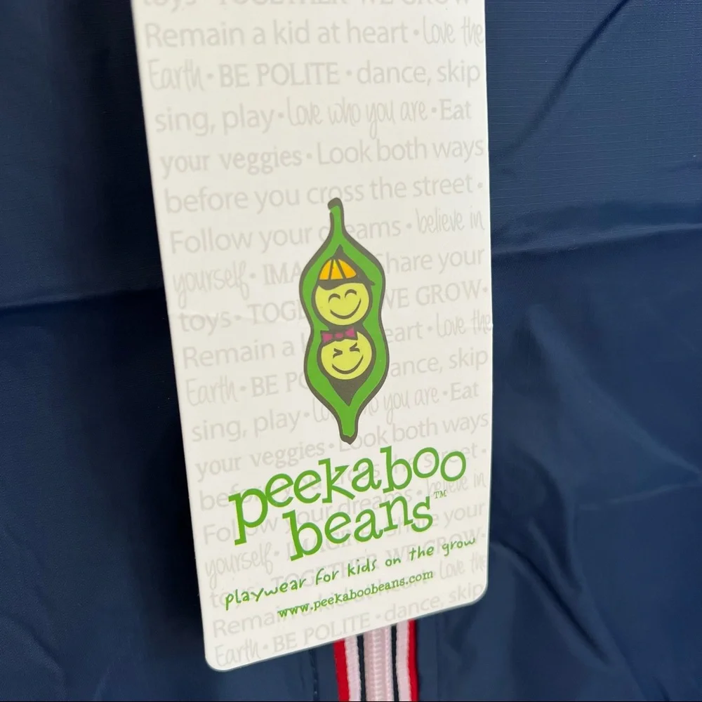 NWT Peekaboo PK Beans Kids Navy Break Free Nylon Packable Windbreaker Jacket
